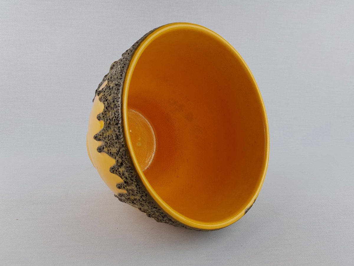 Vintage FOHR KERAMIK Yellow and Brown Fat Lava Planter / Flower Pot "Goldfinger" Decor West German Pottery 1968