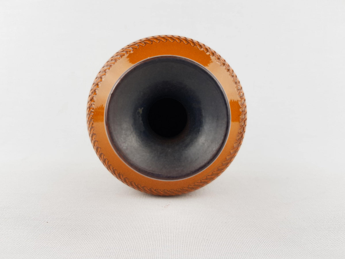Vintage AKRU KERAMIK (Alfred Krupp) Orange Vase Decor "Genova" 03 15 West German Pottery 1969s