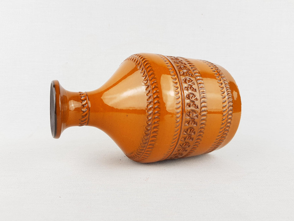 Vintage AKRU KERAMIK (Alfred Krupp) Orange Vase Decor "Genova" 03 15 West German Pottery 1969s