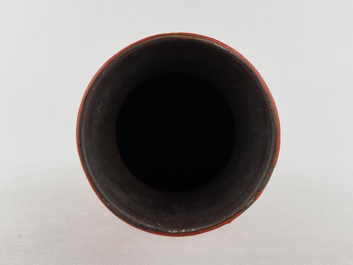 Vintage CERAMANO Red Ceramic Vase with STROMBOLI decor 116 By Hanns Welling West German Pottery 1959s