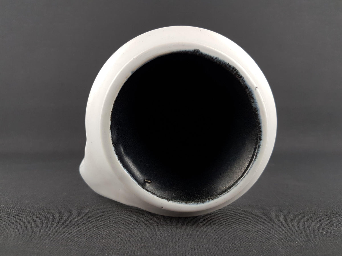 Vintage STEULER KERAMIK Handled White Fat Lava Vase 315-25 West German Pottery 1960s