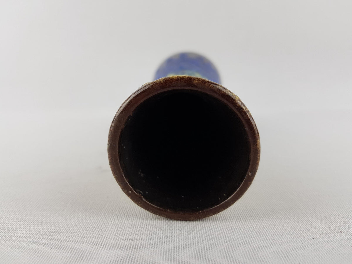 Vintage STEULER KERAMIK Blue and Yellow Fat Lava Vase 4125 3 West German Pottery 1950s