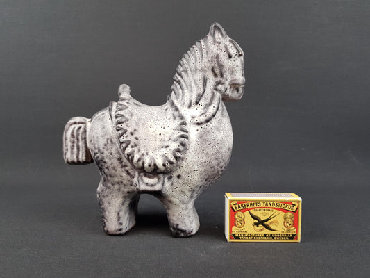 Vintage Horse Figurine Upsala Ekeby Style Scandinavian Pottery