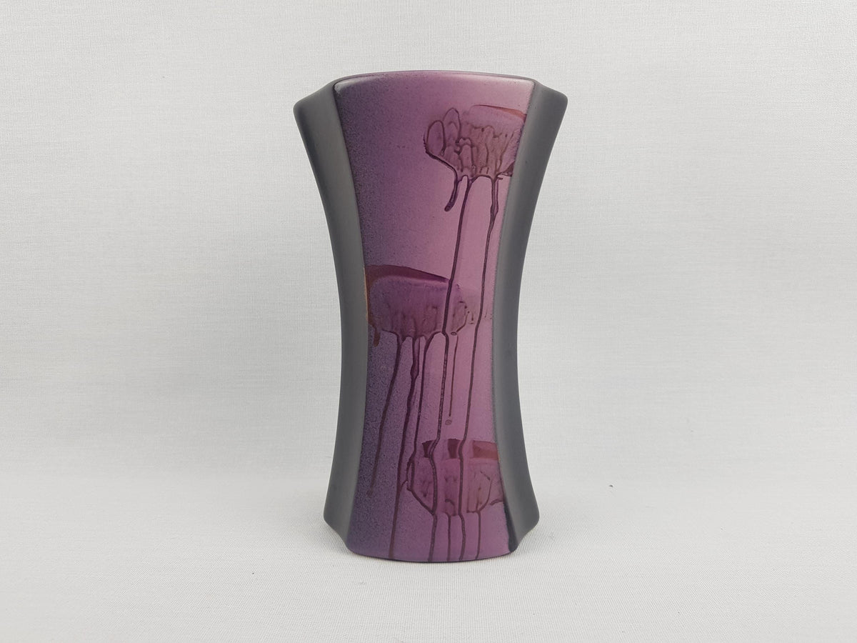 Vintage ES KERAMIK (Emons und Söhne) Purple and Black Vase Menphis Style 648-18 West German Pottery 1980s