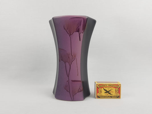 Vintage ES KERAMIK (Emons und Söhne) Purple and Black Vase Menphis Style 648-18 West German Pottery 1980s