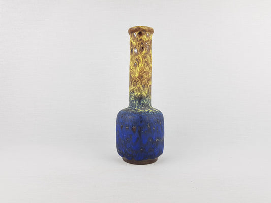 Vintage STEULER KERAMIK Yellow and Blue Fat Lava Vase 127/25 West German Pottery 1960s