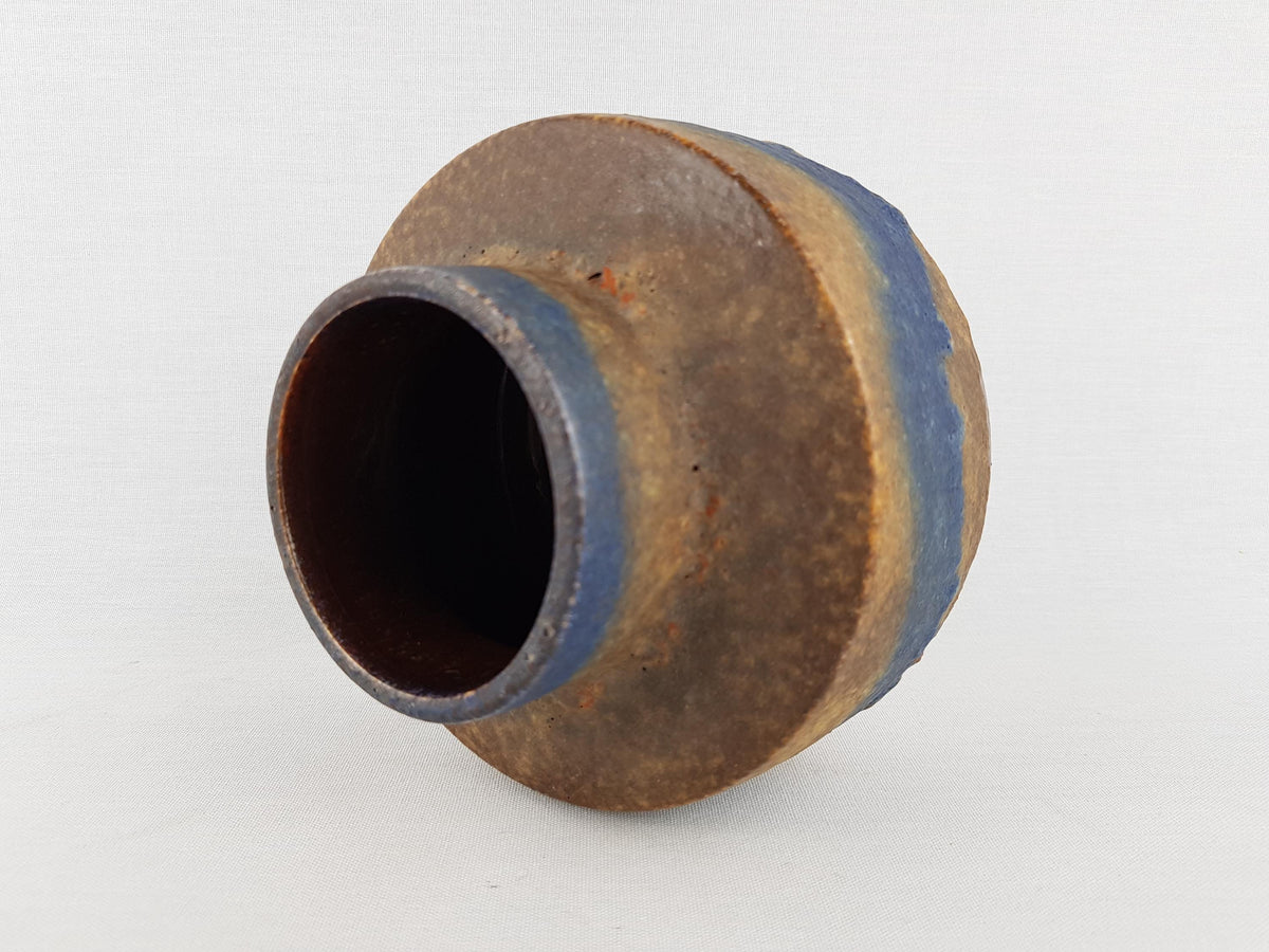 Vintage RUSCHA KERAMIK Blue Brown Beige Vase R11 West German Pottery 1980s