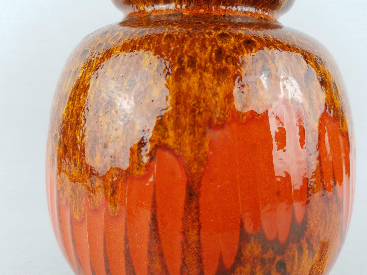Vintage SCHEURICH KERAMIK Brown and Orange CERAMOS Vase 284 19 West Geman Pottery 1970s