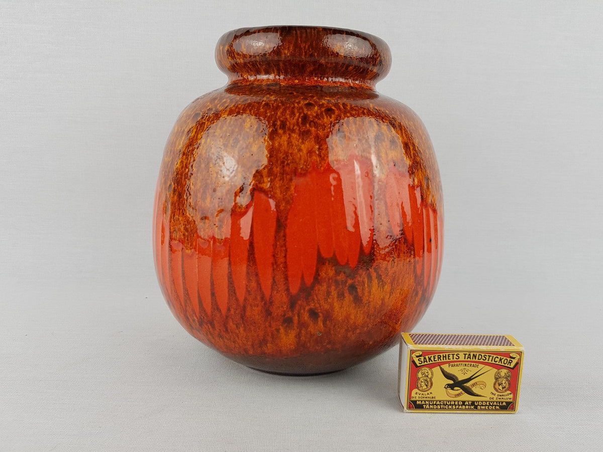 Vintage SCHEURICH KERAMIK Brown and Orange CERAMOS Vase 284 19 West Geman Pottery 1970s