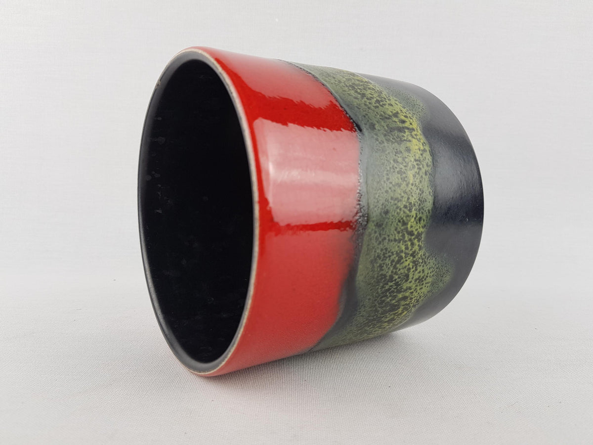 Vintage DUMLER & BREIDEN KERAMIK Red, Black and Green Fat Lava Planter / Flower Pot West German Pottery 1970s