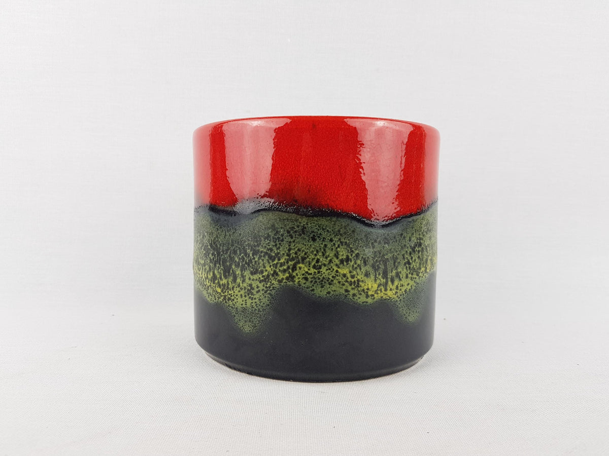 Vintage DUMLER & BREIDEN KERAMIK Red, Black and Green Fat Lava Planter / Flower Pot West German Pottery 1970s