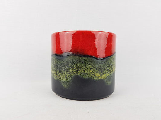 Vintage DUMLER & BREIDEN KERAMIK Red, Black and Green Fat Lava Planter / Flower Pot West German Pottery 1970s