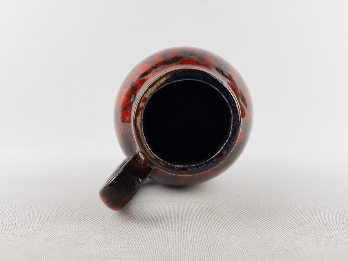 Vintage SCHEURICH KERAMIK Red and Black Fat Lava Vase 414-16 West German Pottery 1960s