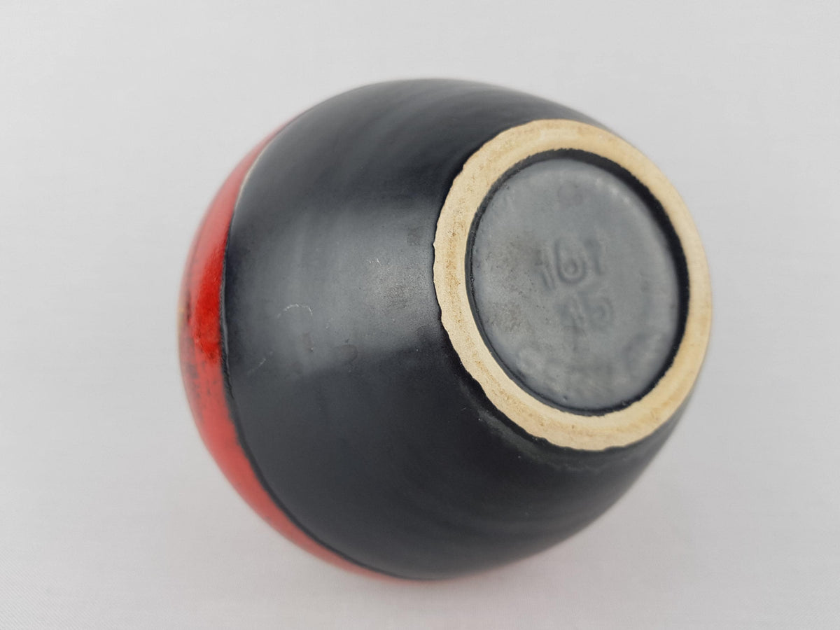 Vintage DÜMLER & BREIDEN Black,Red and Yellow Ceramic Vase 187 15 West German Pottery 1960s 1970s