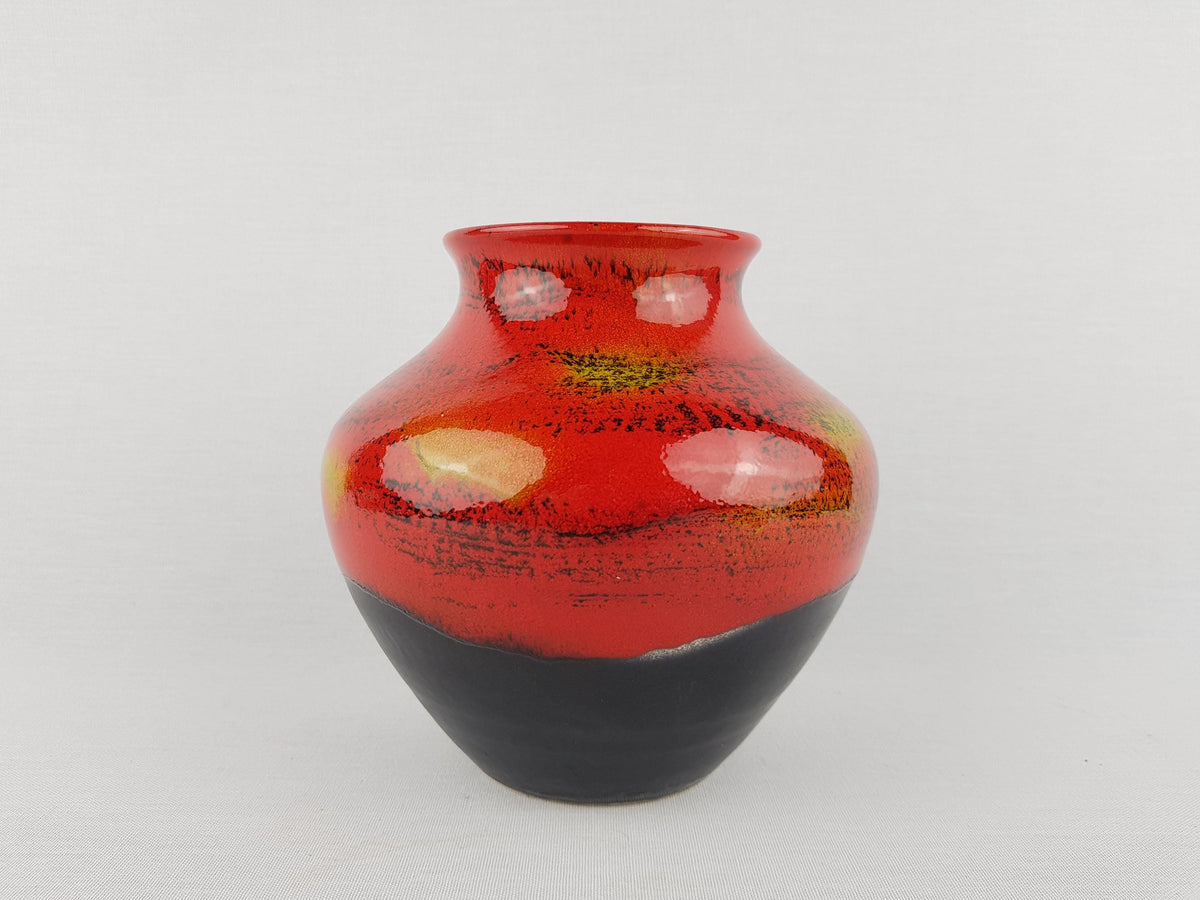 Vintage DÜMLER & BREIDEN Black,Red and Yellow Ceramic Vase 187 15 West German Pottery 1960s 1970s