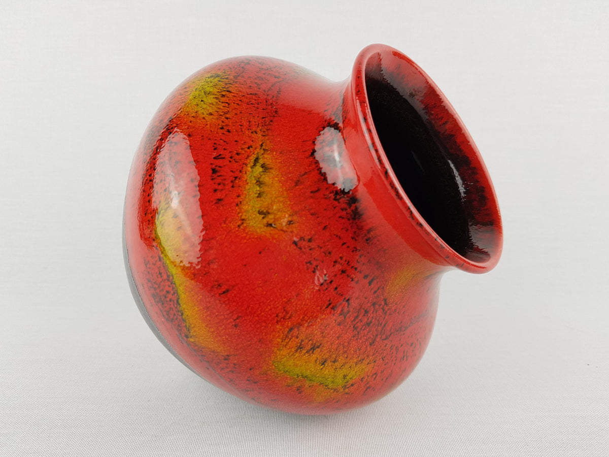 Vintage DÜMLER & BREIDEN Black,Red and Yellow Ceramic Vase 187 15 West German Pottery 1960s 1970s