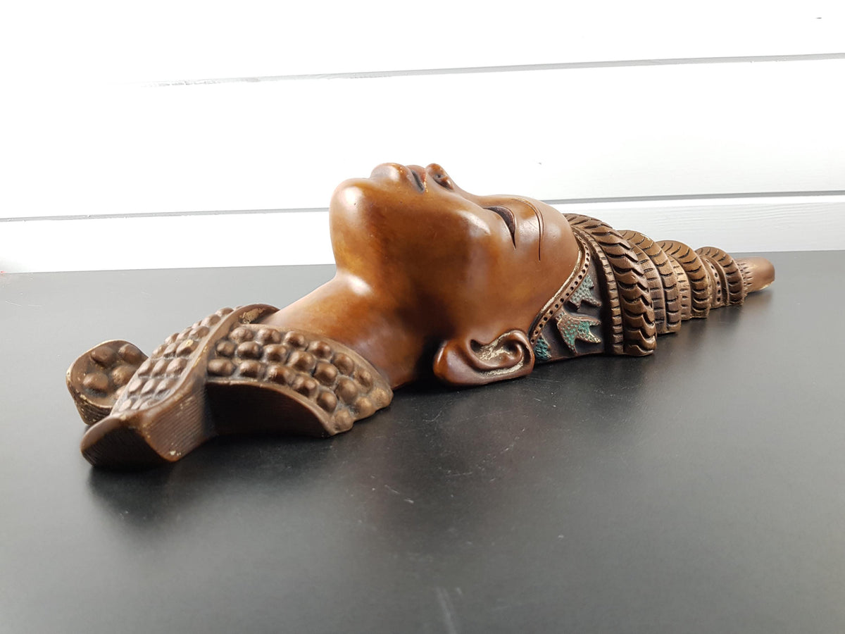 Vintage ACHATIT WERKSTÄTTEN Asian Lady Wall Mask 6055 By Hans Schirmer from West Germany 1950s 1960s