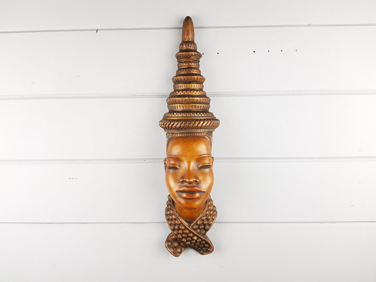 Vintage ACHATIT WERKSTÄTTEN Asian Lady Wall Mask 6055 By Hans Schirmer from West Germany 1950s 1960s