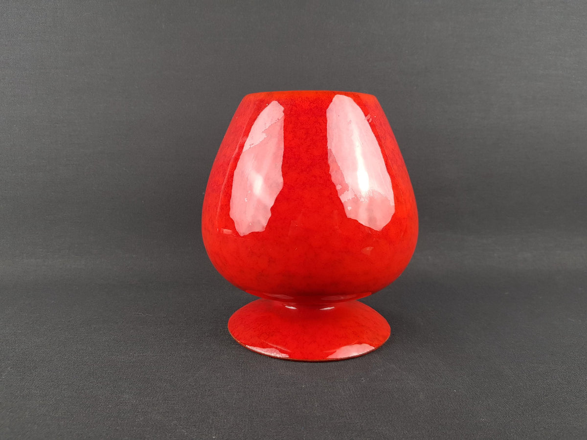 Vintage ITALIAN POTTERY Red Pedestal Vase Fat Lava Era 1960s 1970s
