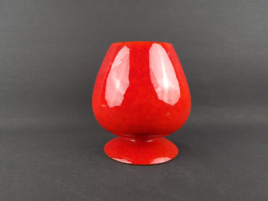 Vintage ITALIAN POTTERY Red Pedestal Vase Fat Lava Era 1960s 1970s