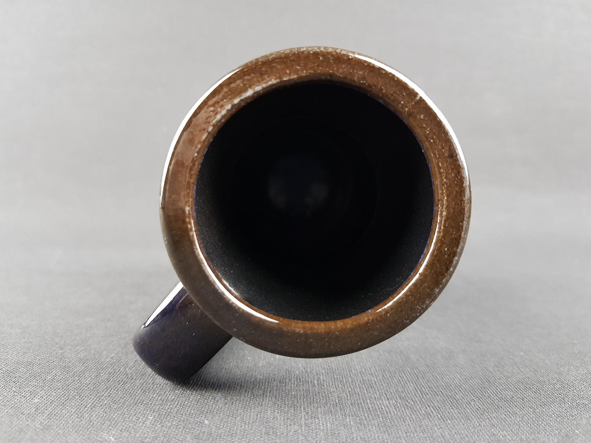 Vintage STEULER KERAMIK Handled Ink Blue Jug Vase 141-15 West German Pottery 1960s