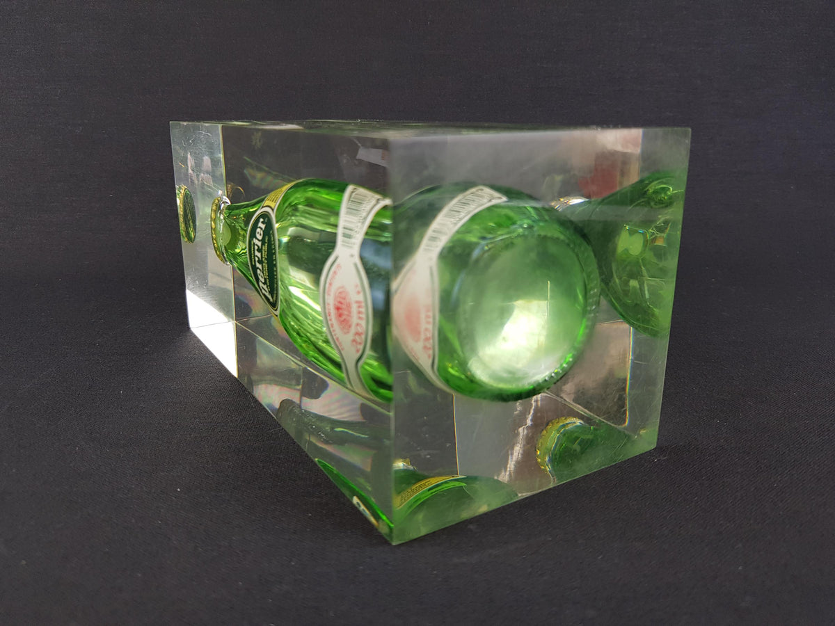 Vintage PERRIER Water Bottle in Lucite Advertising Display Paperweight 70s 80s
