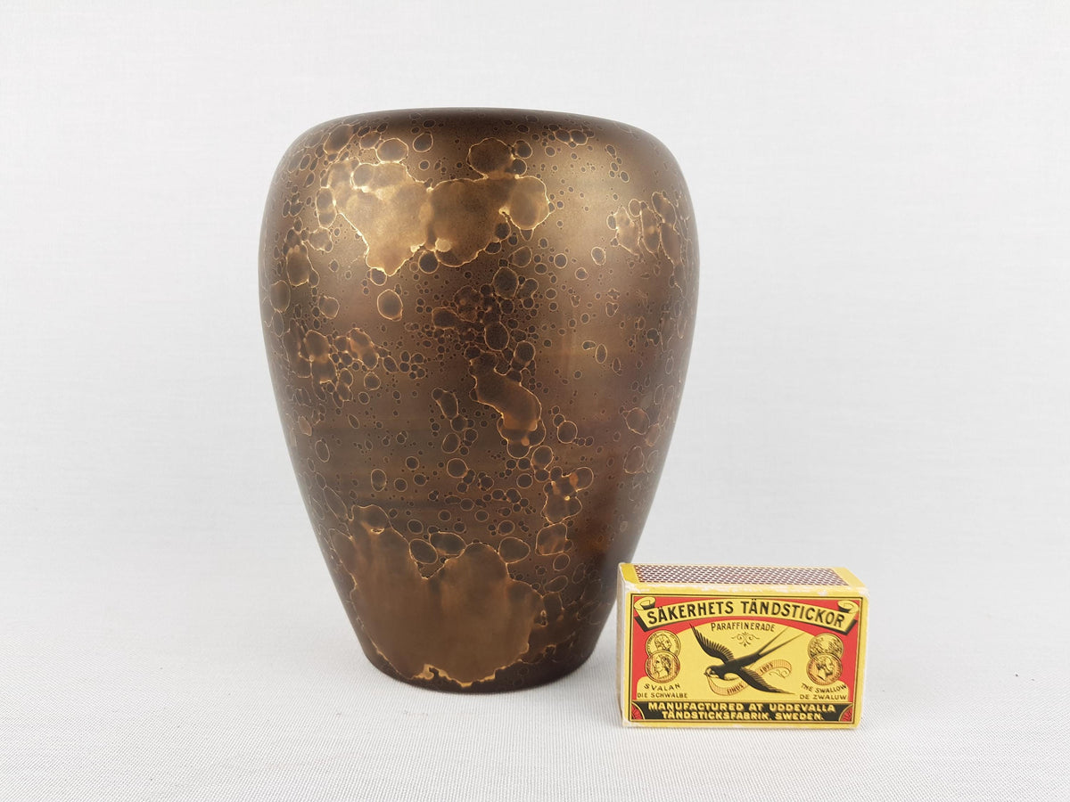 Vintage GEBRUDER SPANG Brown Bronze Ceramic Vase 219 15 West German Pottery 1970s