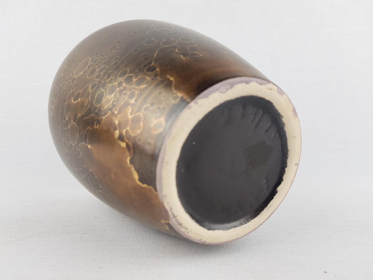 Vintage GEBRUDER SPANG Brown Bronze Ceramic Vase 219 15 West German Pottery 1970s