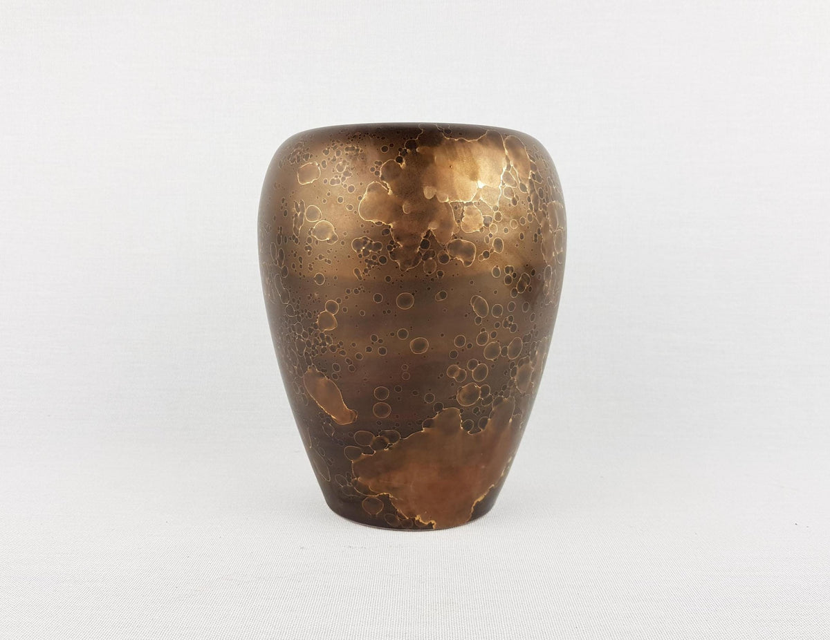 Vintage GEBRUDER SPANG Brown Bronze Ceramic Vase 219 15 West German Pottery 1970s
