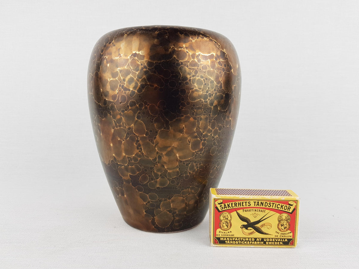 Vintage GEBRUDER SPANG Brown Bronze Ceramic Vase 219 15 West German Pottery 1970s