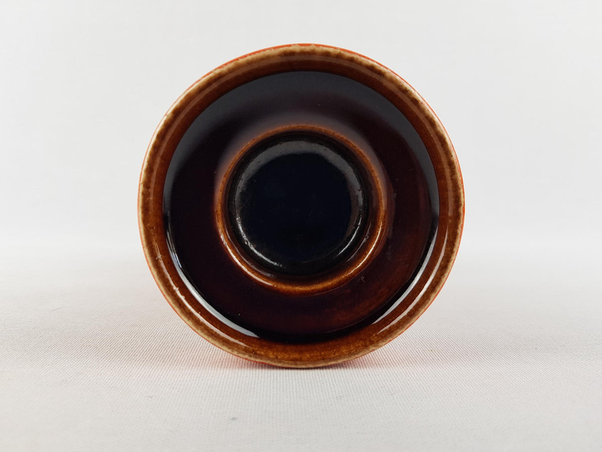 Vintage JASBA KERAMIK Orange And Brown Hooped Candle Holder West German Pottery 1960s 1970s