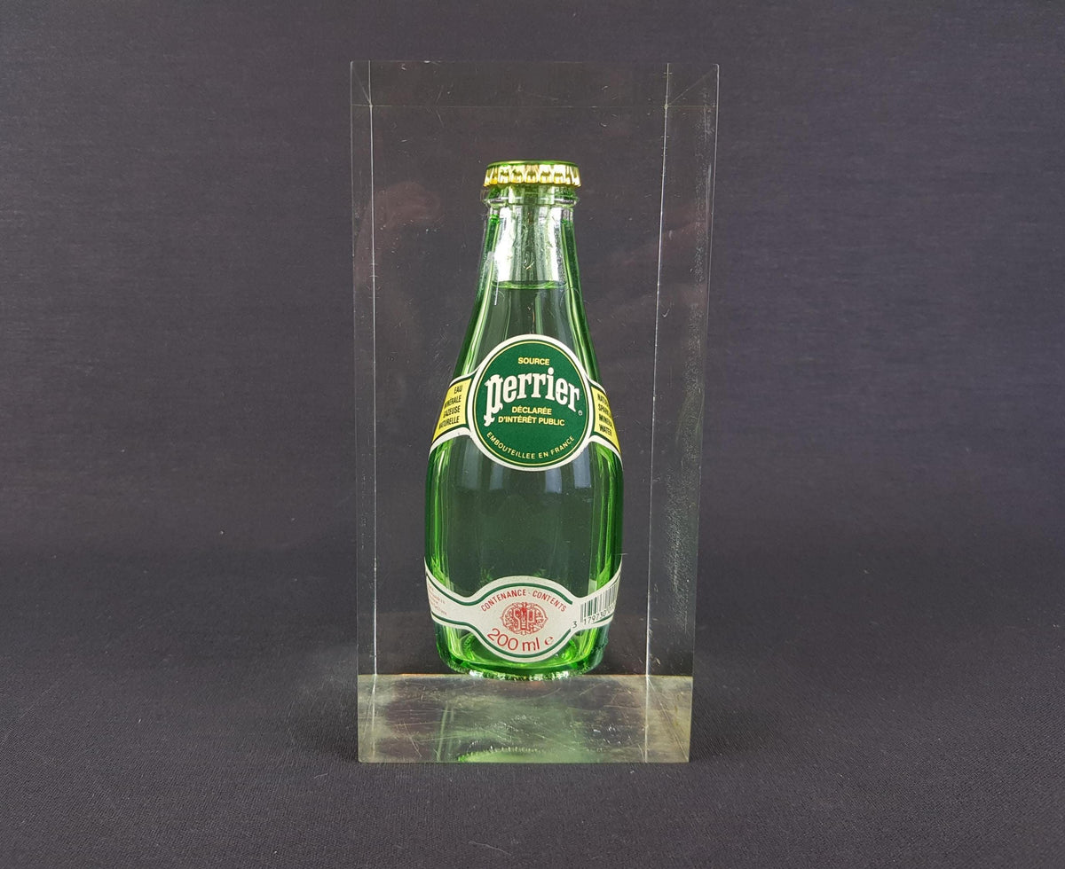 Vintage PERRIER Water Bottle in Lucite Advertising Display Paperweight 70s 80s