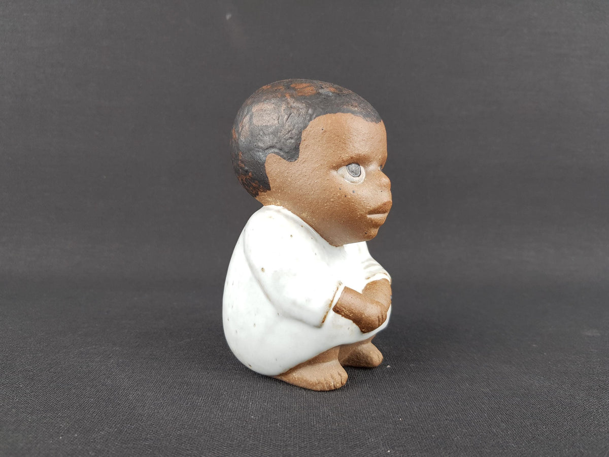 Vintage LISA LARSON Ceramic Boy "Syd" from the All Världens Barn Series of Gustavsberg Studio Pottery Sweden 1974s