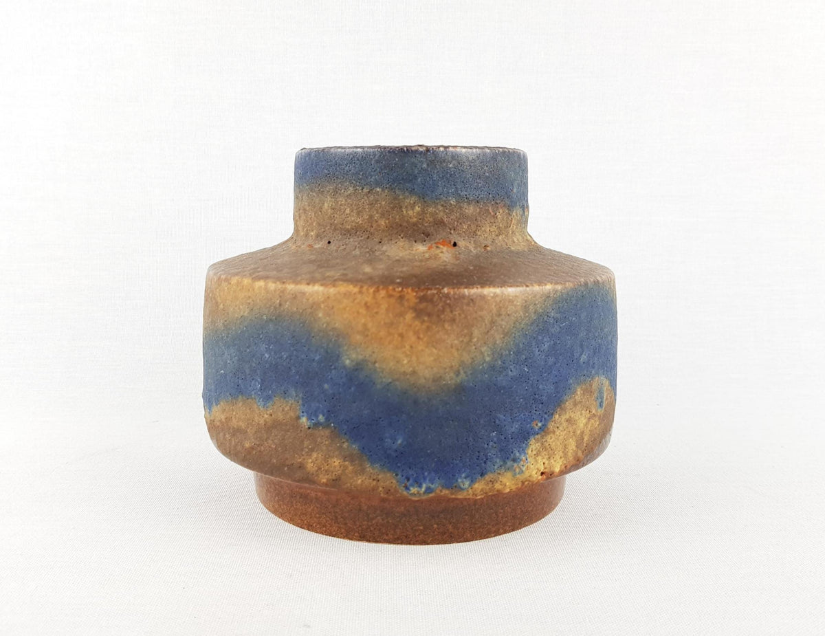 Vintage RUSCHA KERAMIK Blue Brown Beige Vase R11 West German Pottery 1980s