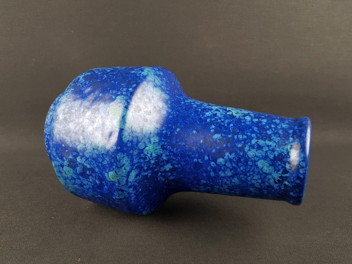Vintage VAN DAALEN KERAMIK Blue Mottled Vase West German Pottery 1960s 1970s