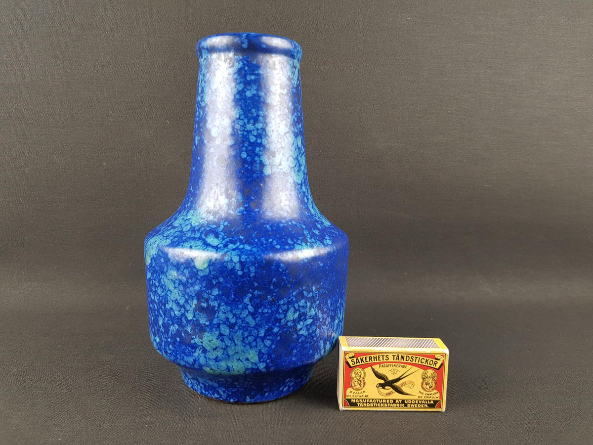 Vintage VAN DAALEN KERAMIK Blue Mottled Vase West German Pottery 1960s 1970s