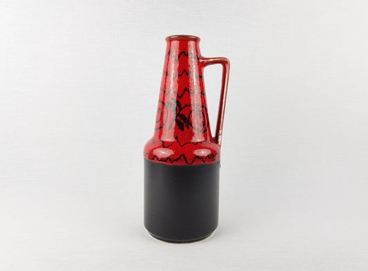 Vintage DUMLER UND BREIDEN Handled Black and Red Vase 332-26 West German Pottery 1960-70s