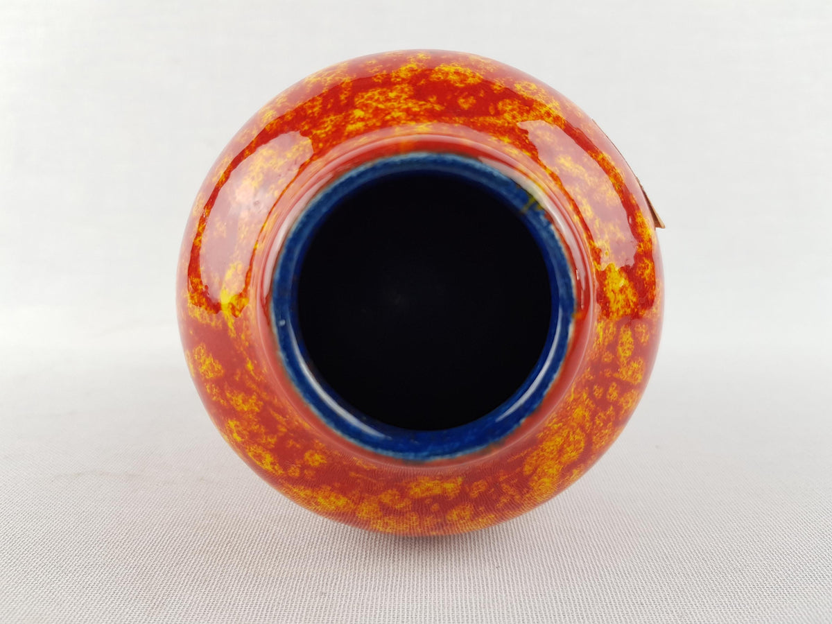 Vintage SCHEURICH KERAMIK Red Orange and Yellow Fat Lava Vase 550 10 West German Pottery 1970s