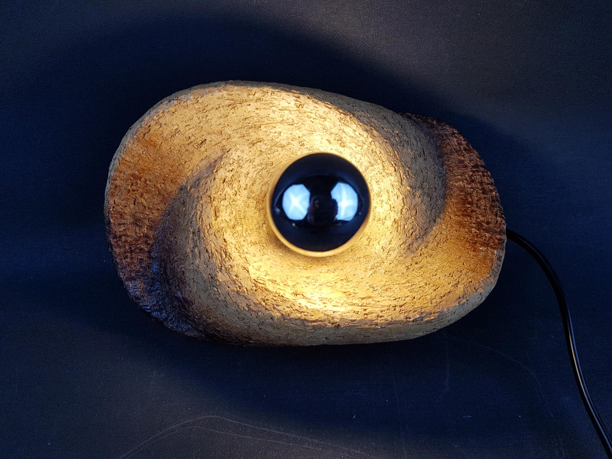 Mid-Century Modern Brutalist Chamotte Clay Wall Art Light | Dutch Pottery 1960-70s
