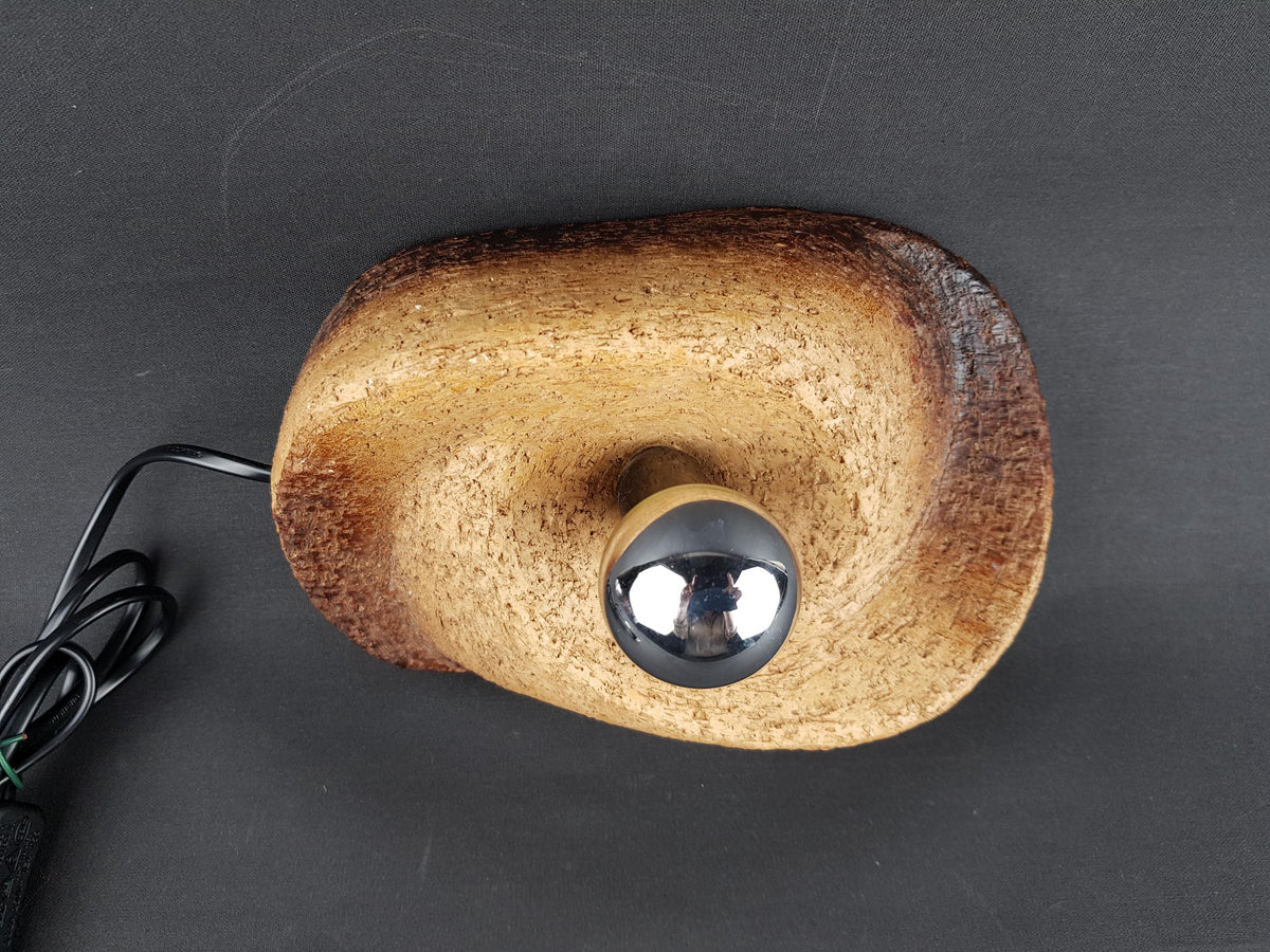 Mid-Century Modern Brutalist Chamotte Clay Wall Art Light | Dutch Pottery 1960-70s