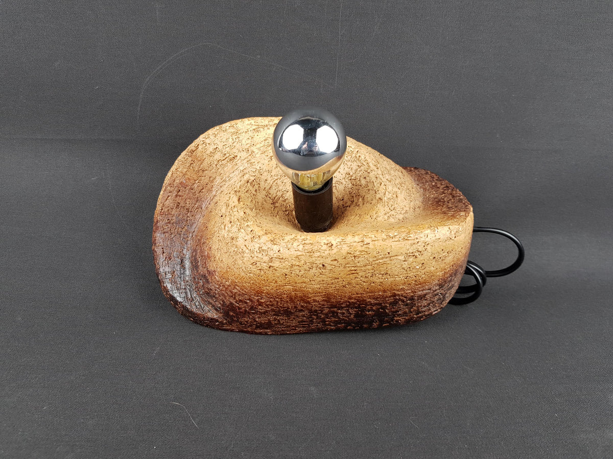 Mid-Century Modern Brutalist Chamotte Clay Wall Art Light | Dutch Pottery 1960-70s