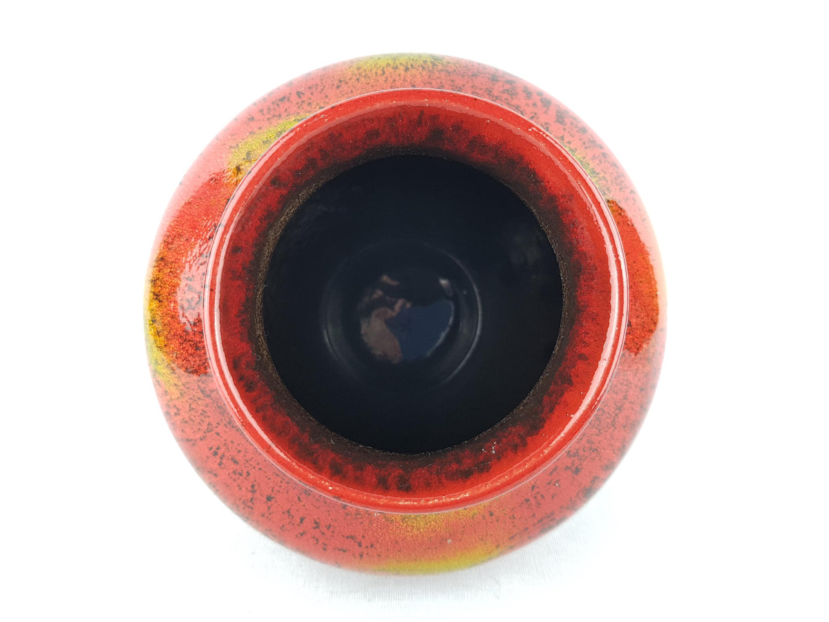 Vintage DÜMLER & BREIDEN Black,Red and Yellow Ceramic Vase 187 15 West German Pottery 1960s 1970s