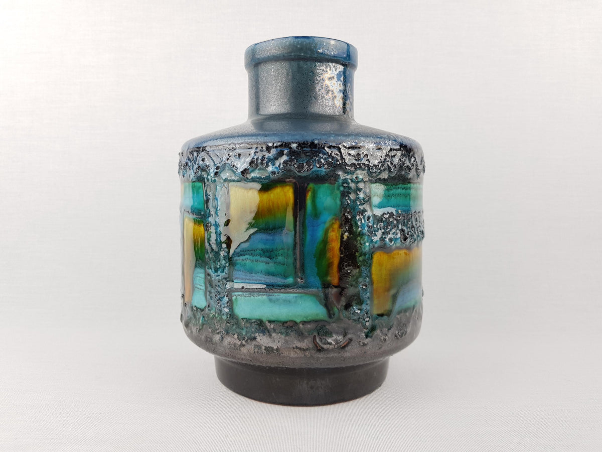 Vintage CARSTENS TONNIESH0F KERAMIK Handled Turquoise Blue Vase Ontario Decor 1531 20 West German Pottery 1968