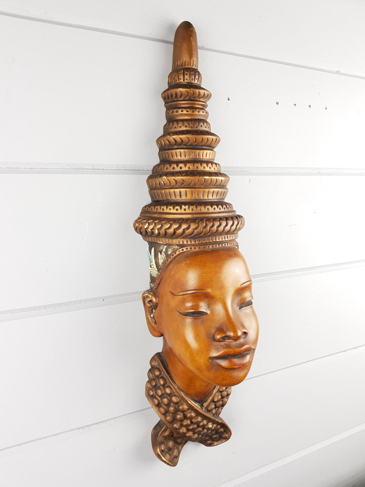 Vintage ACHATIT WERKSTÄTTEN Asian Lady Wall Mask 6055 By Hans Schirmer from West Germany 1950s 1960s