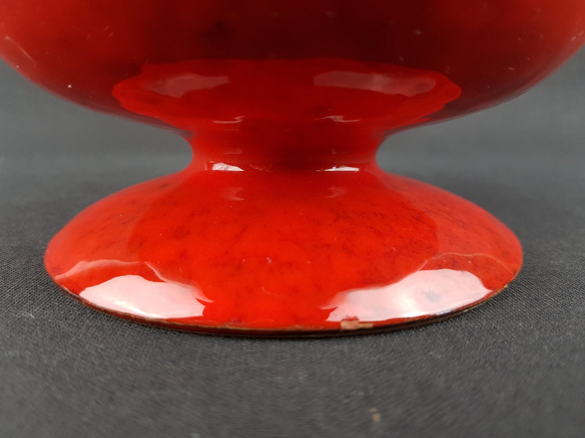 Vintage ITALIAN POTTERY Red Pedestal Vase Fat Lava Era 1960s 1970s