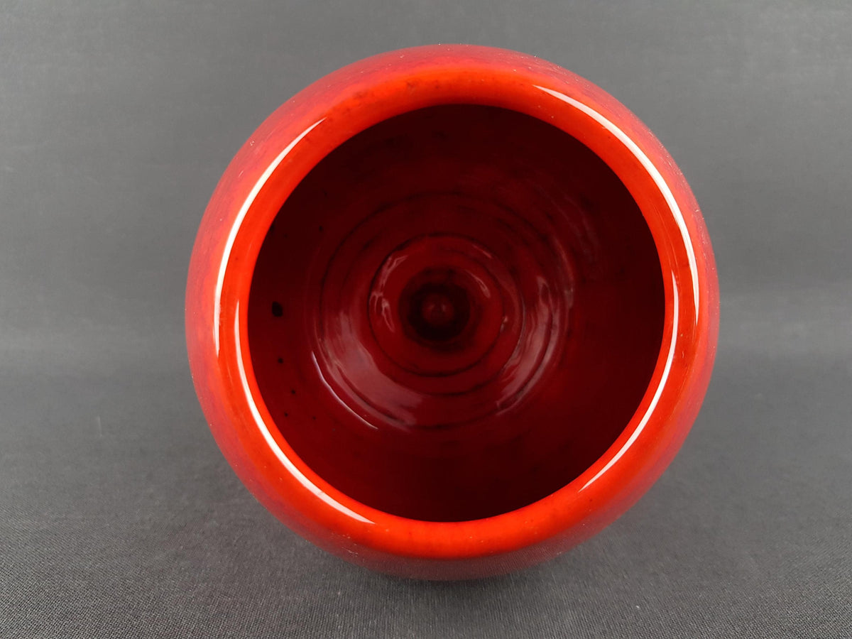 Vintage ITALIAN POTTERY Red Pedestal Vase Fat Lava Era 1960s 1970s