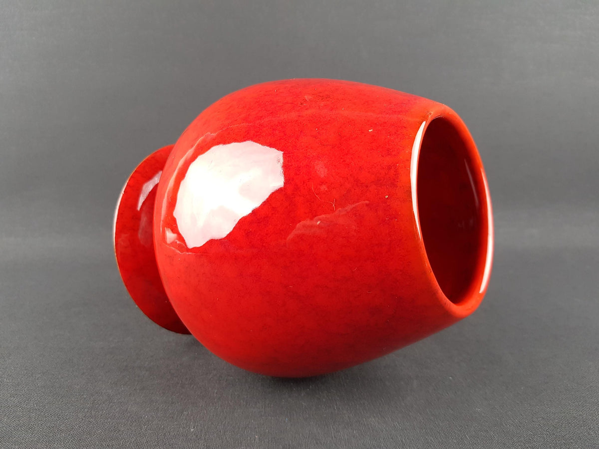 Vintage ITALIAN POTTERY Red Pedestal Vase Fat Lava Era 1960s 1970s