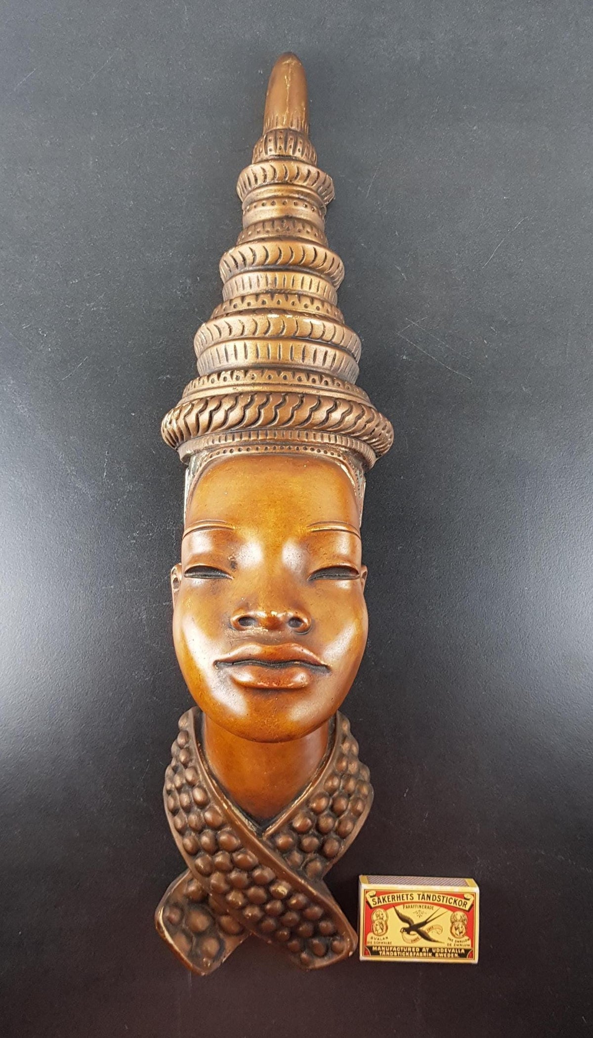Vintage ACHATIT WERKSTÄTTEN Asian Lady Wall Mask 6055 By Hans Schirmer from West Germany 1950s 1960s