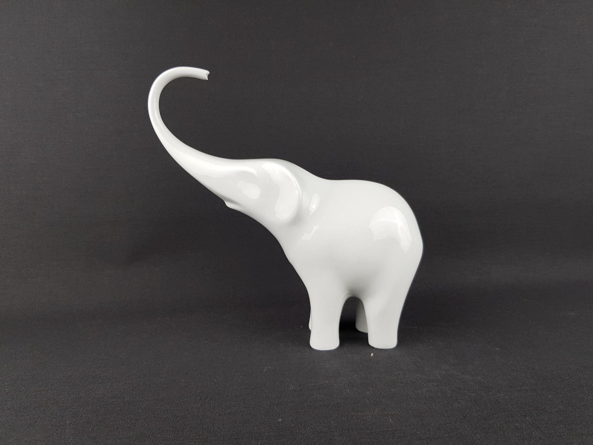 Vintage SGRAFO MODERN White Elephant Figurine by Peter Müller West German Pottery 1970s