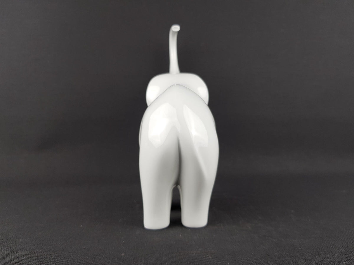 Vintage SGRAFO MODERN White Elephant Figurine by Peter Müller West German Pottery 1970s